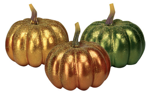Trio of Glitter Painted Pumpkins