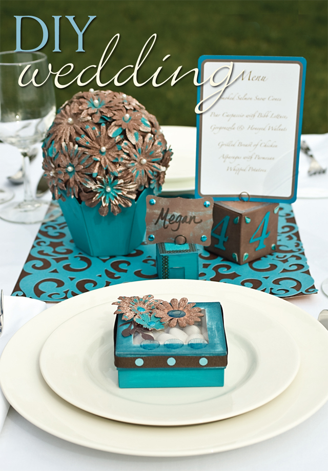 turquoise and brown wedding decorations