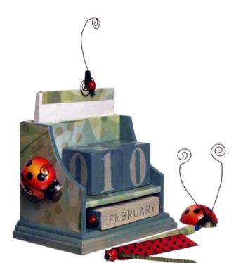 Ladybug Wood Calendar, Notebook and Pen