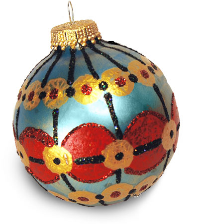 Ornate Red and Gold Painted Christmas Ornament