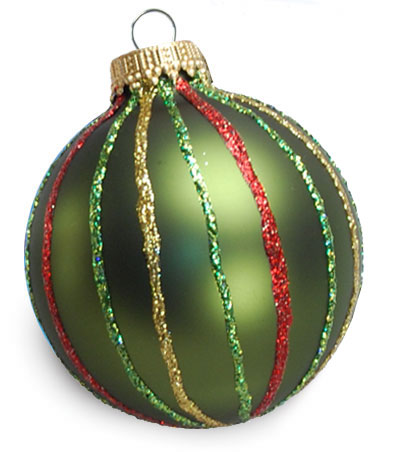 Striped Red Green and Gold Christmas Ornament