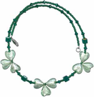 Green and Silver Shamrock Necklace