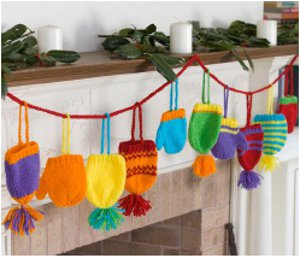 Bright Knit Hats and Mittens Holiday Decorations