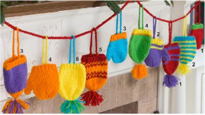 Bright Knit Hats and Mittens Holiday Decorations