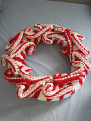 Candy Cane Crochet Wreath