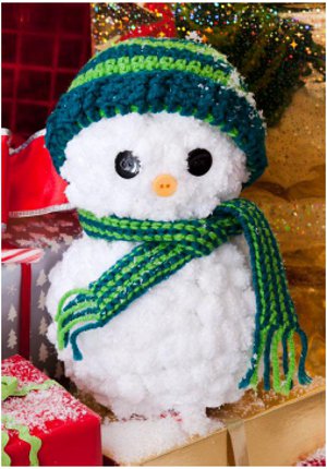 Easy Yarn Snowman with Crocheted Hat and Scarf