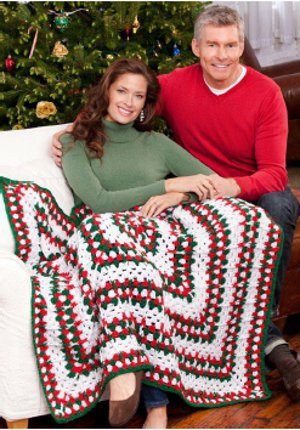 Holiday Crocheted Granny Square Throw