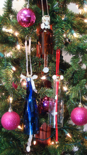 Mini Wine Bottle Jingle Bell Ornaments