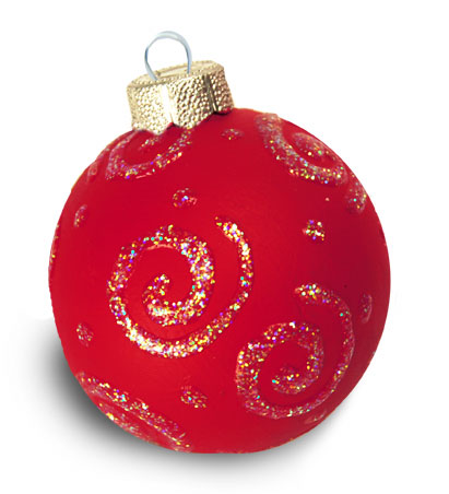 Red Christmas Ornament with Gold Swirls