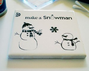 Tile Snowman Coasters