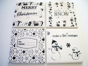 Tile Snowman Coasters