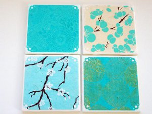 Tile Snowman Coasters