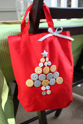 Christmas Tree Button Tote