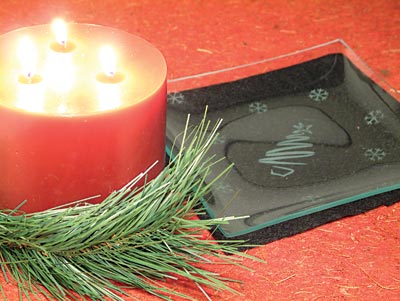 Etched Holiday Candy Dish