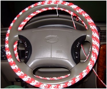 Crochet Candy Cane Steering Wheel Cover