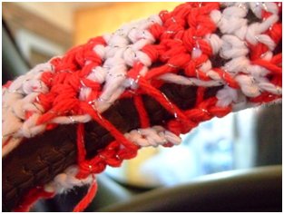 Crochet Candy Cane Steering Wheel Cover