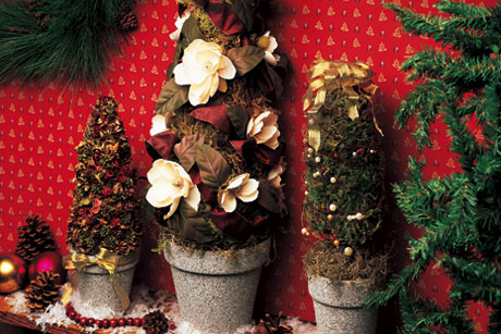 Christmas Mantle Topiaries