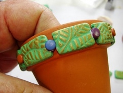 Leaf Stamped Clay Pot