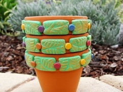 Leaf Stamped Clay Pot