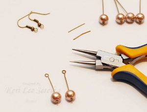 Connect-the-Dots Bronze Pearl Earrings