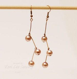 Connect-the-Dots Bronze Pearl Earrings