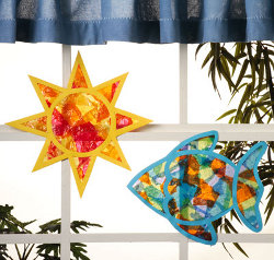 colorful tissue paper suncatchers