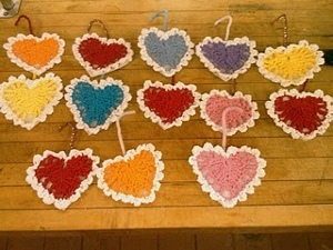 Mini Crochet Heart Ornaments