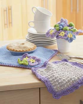 Crochet Pansy Dishcloth and Potholder
