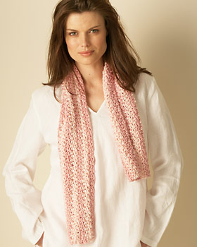 Silky Pink Crochet Scarf