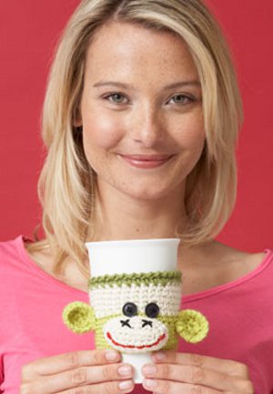 monkey coffee cup cozy
