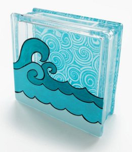 Catch a Wave Glass Block