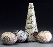 Mosaic Tile Tree and Egg Decorations