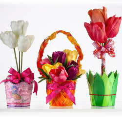 Decoupage Spring Flower Pots