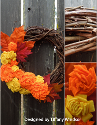 Fall Fabric Flower Wreath