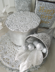 Silver Doily Table Centerpiece