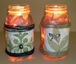 Recycled Decoupage Luminary Jars