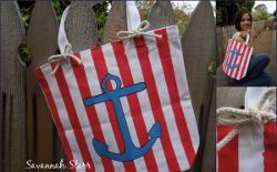 Stenciled Anchor Tote Bag