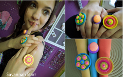 Colorful Button Rings