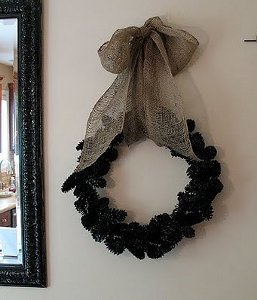 Beautiful Black Pine Cone Wreath