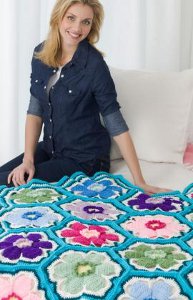 Bright Posies Crochet Throw