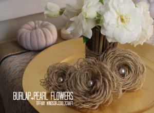 Chic Burlap and Pearl Flowers