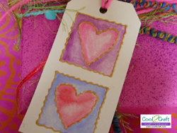 Watercolor Hearts Gift Tag