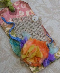 Vintage Inspired Baby Wipe Flower Tag