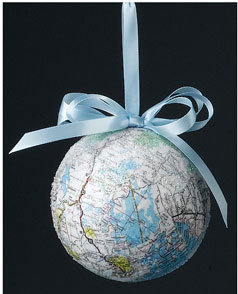 Recycled Map Christmas Ornament