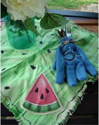 Dyed Napkin With Watermelon Applique