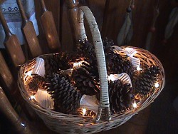 Light Up Pine Cone Basket