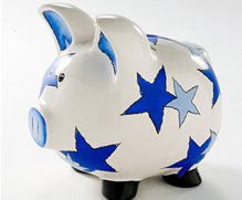 Piggy Bank Blue Stars