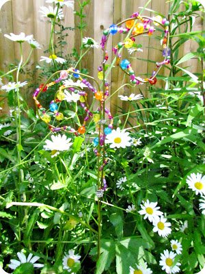 beaded garden stake