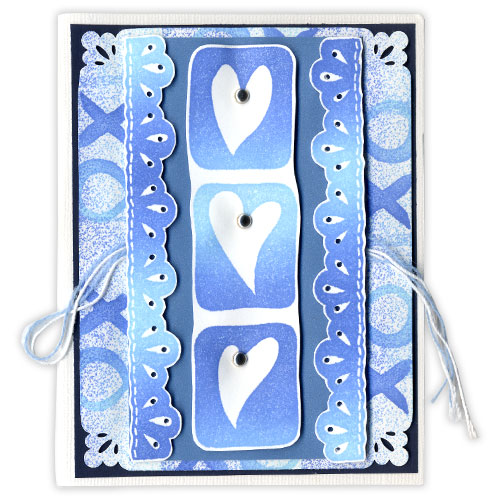 Blue Valentine Stamped Card