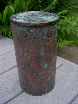 Recycled Coffee Container After with Faux Antique Copper Finish
